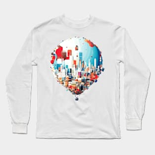 Air Ballon Discovery Travel Landscape Beauty Skyline Long Sleeve T-Shirt